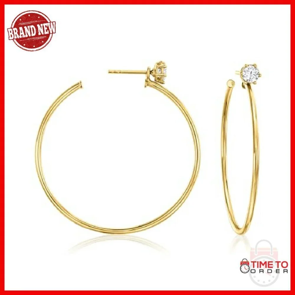 Italian 0.50ct CZ Stud Earrings with Hoop Jackets 18kt Gold Over Sterling